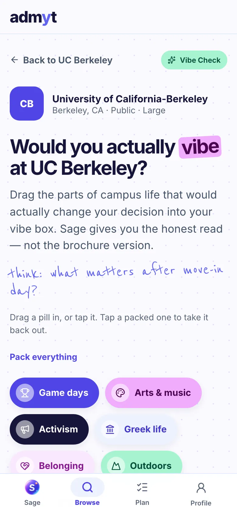 Vibe Check on a phone